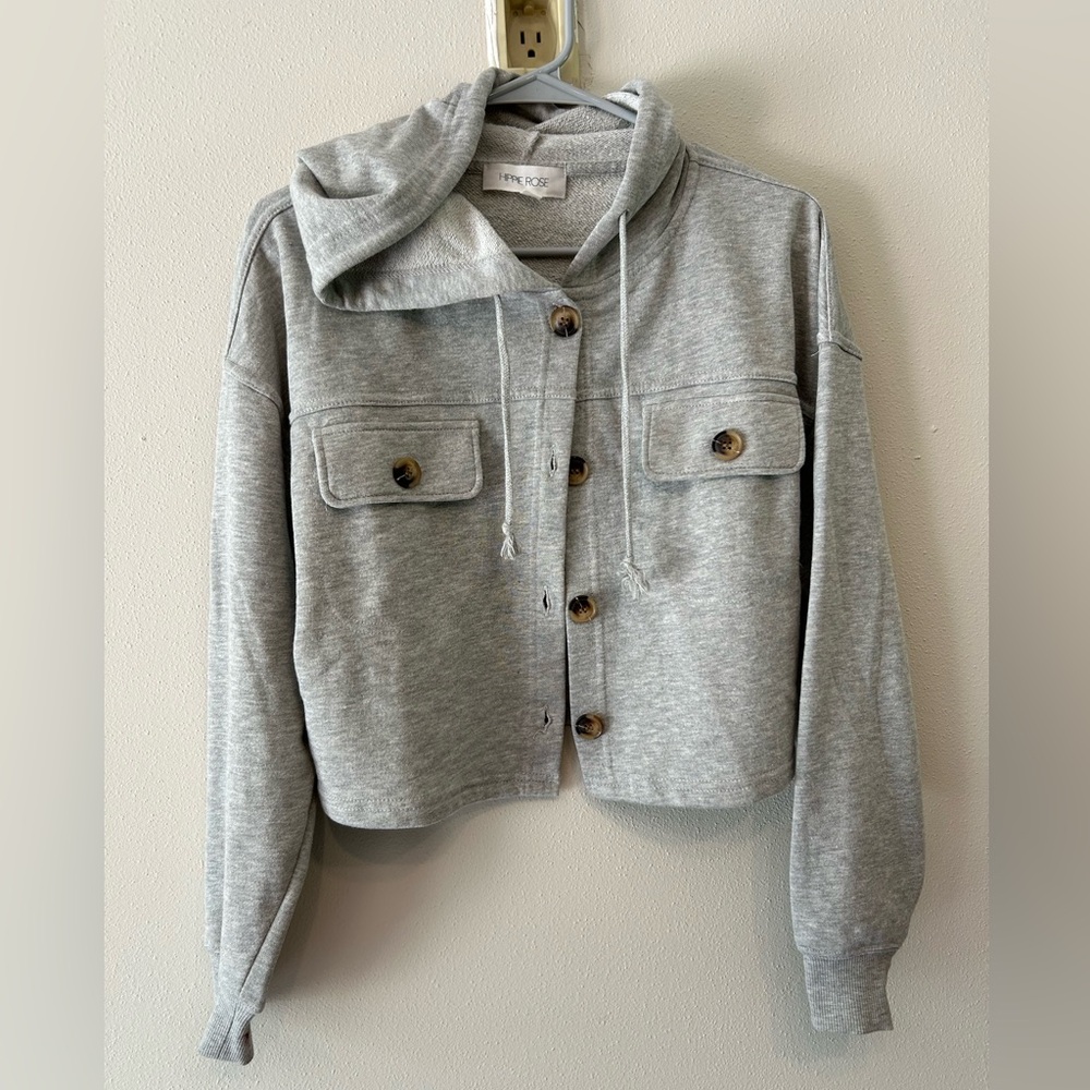 Crop Button up Hooodie
